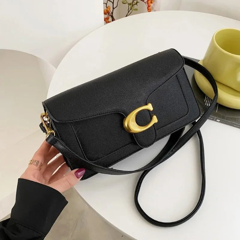 Fashionable Underarm Shoulder Bag with Dual Straps and Diagonal Small Square Design – PU Leather Satchel