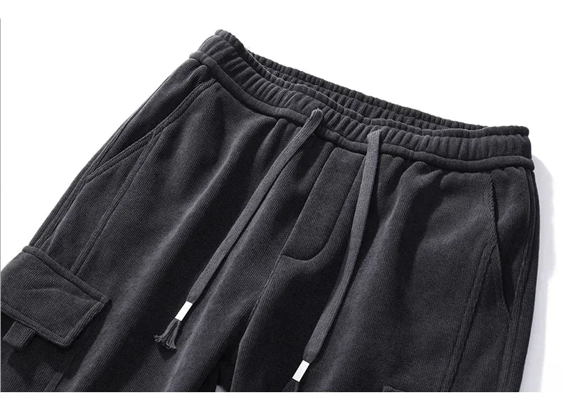 Men’s Casual Elastic Waist Jogger Pants – Spring & Autumn Stretch Straight Fit with Drawstring and Pockets