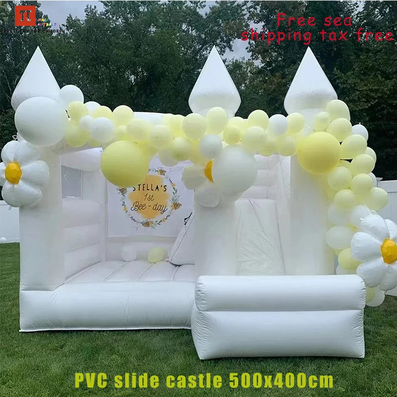 Commercial White Inflatable Bounce House Bouncy Castle 10x10ft with Blower – Kids & Events