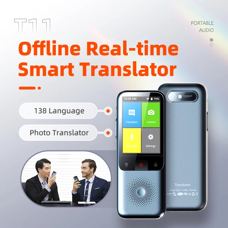 138 Language T11 Smart Translator Portable Audio Offline Real-time AI Voice & Photo Translator