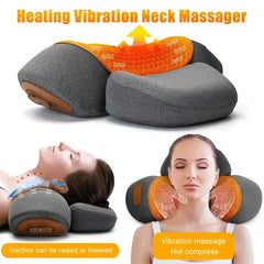 Electric Neck Massager Pillow Cervical Stretcher with Heat & Vibration – Orthopedic Neck and Back Support