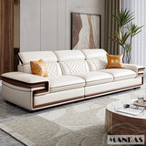 MINGDIBAO Italian Genuine Leather L-Shaped Sofa Set with Adjustable Headrests, Bluetooth Speaker & Wireless Charging thumbnail 8