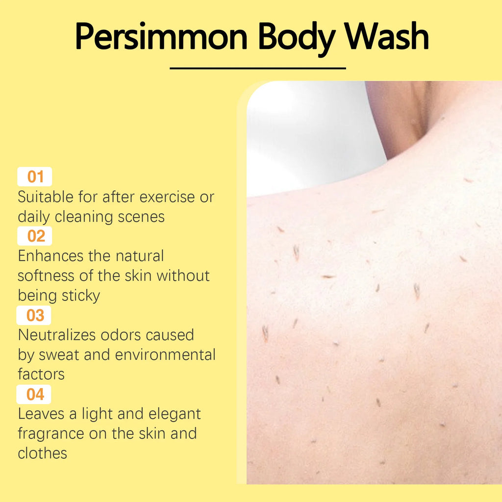 OceAura Persimmon Body Wash Odor Control Exfoliating Shower Gel 100ml 200ml 300ml