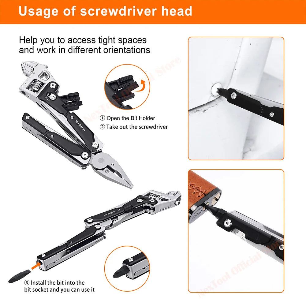 NexTool W4 11-in-1 Multi-Tool – Adjustable Wrench, Pliers, Knife & Saw | Compact Survival Hand Tool