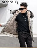 Real Mink Fur Inner Coat Men 90% Down 10% Feather Winter Mid-Length Jacket with Hood and Fox Fur Collar thumbnail 15