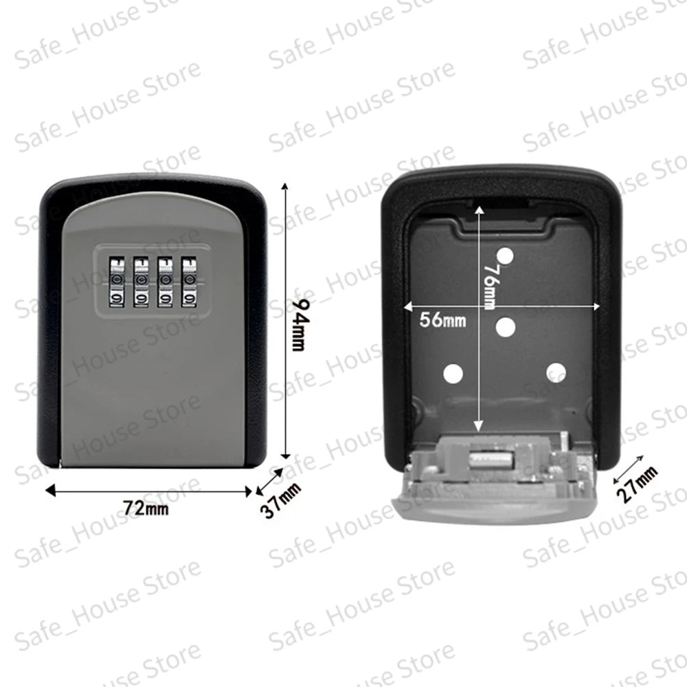 Wall Mount Key Lock Box 4-Digit Combination Security Safe for Home & Office