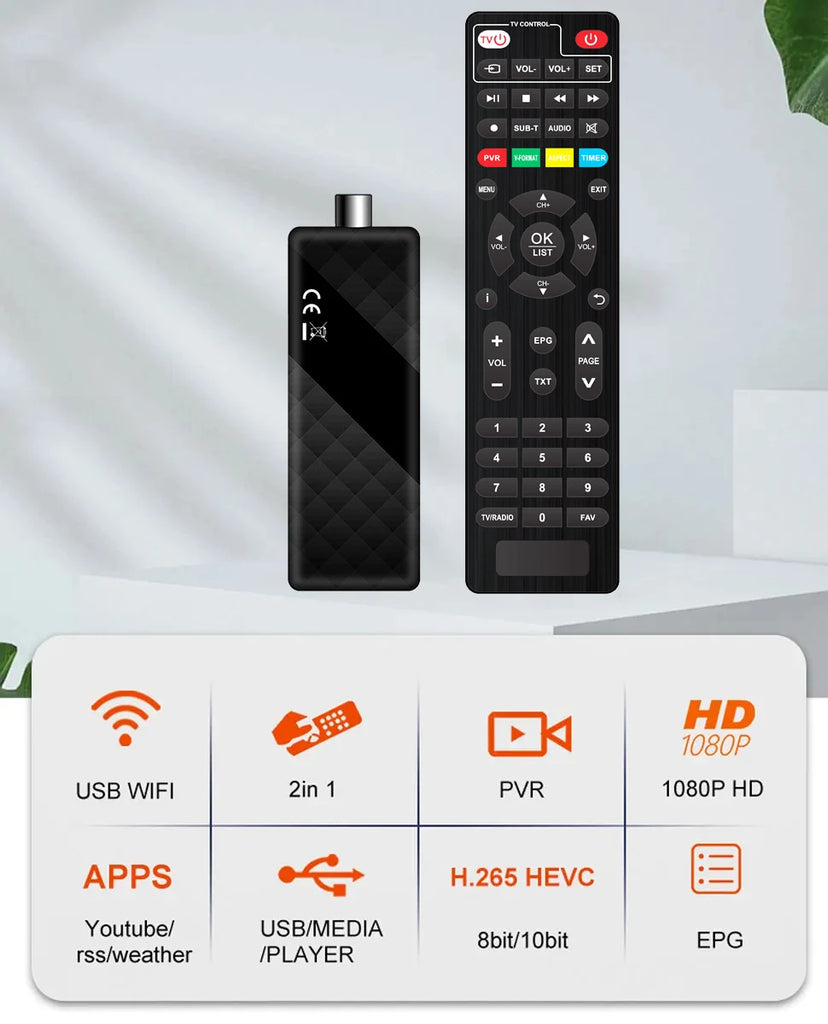 Dluxury U3mini DVB T2/C Digital TV Decoder HD TV Tuner with Free Channels & 7-Day EPG