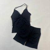 Women’s Seamless Yoga Gym Set – Backless Tank Top & High Waist Scrunch Shorts (2PCS) thumbnail 9