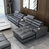 Modern Italian Genuine Leather Sectional Sofa with USB Charging & Bluetooth Speaker – MINGDIBAO Living Room Furniture thumbnail 1