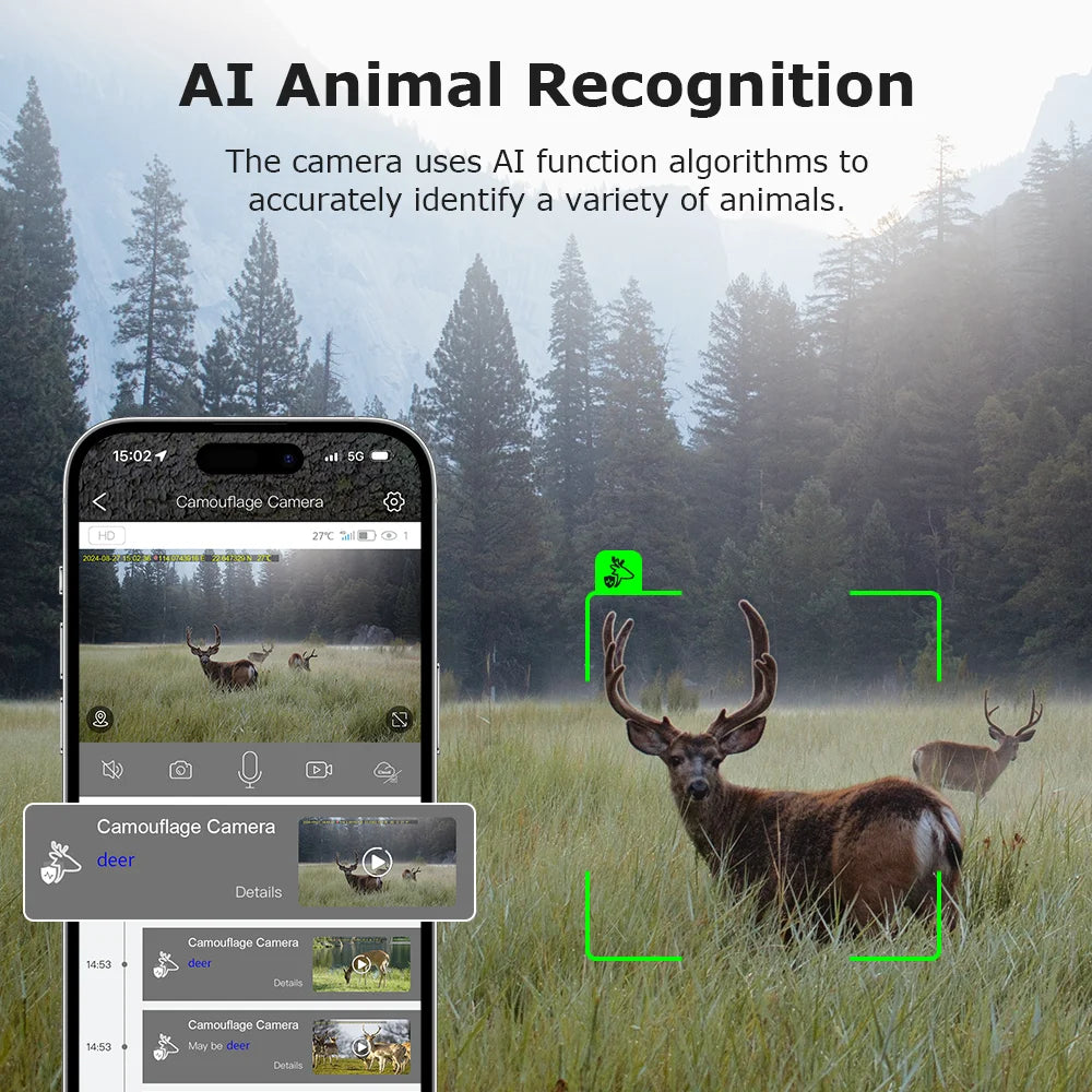 SECTEC 4G 2K 5MP Solar-Powered Trail Camera with Night Vision and PIR Motion Detection