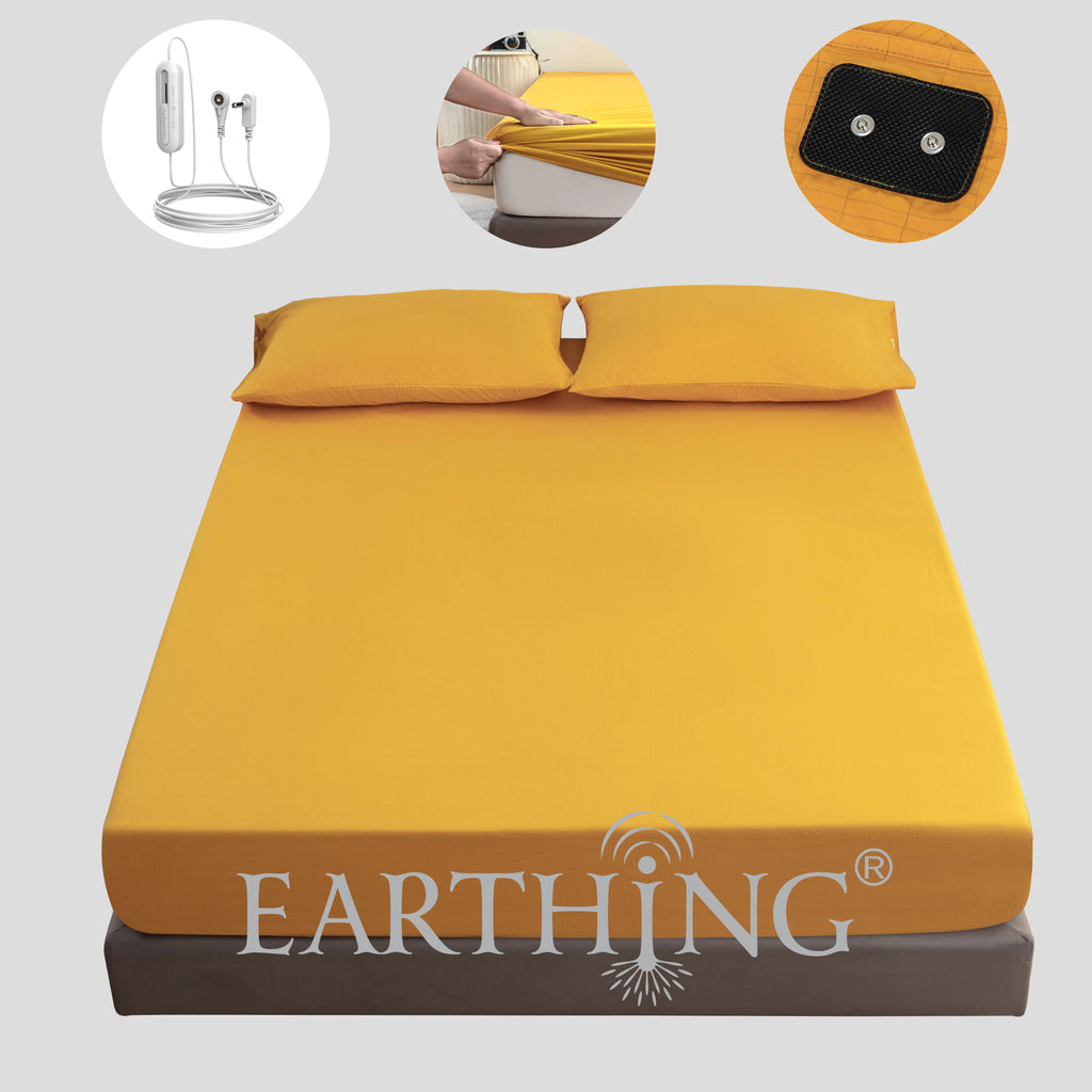 Grounding Earthing Fitted Sheet Cal King 183x213cm Cotton Silver Fibre Sheet with Grounding Cord 400TC