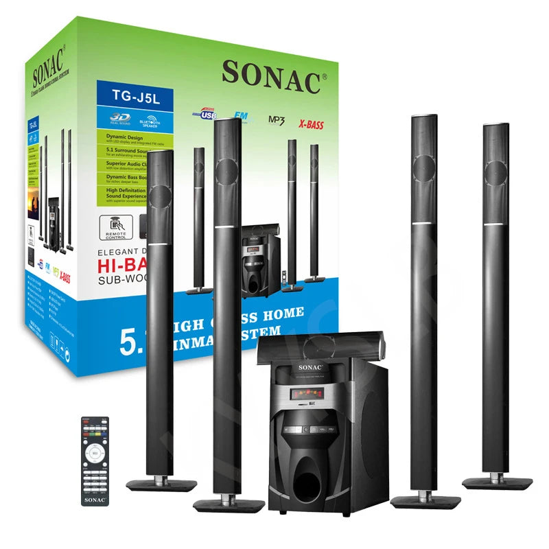 KYYSLB Wireless Subwoofer 5.1 Home Theater System with Bluetooth Soundbar for TV, Mobile, and Karaoke