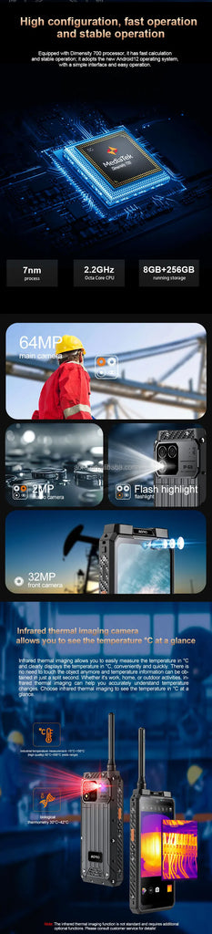AORO M8 5G Rugged Smartphone with Thermal Imaging & Walkie Talkie – IP68 Waterproof, FHD+ Display, Android 13