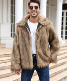 Men’s Faux Fox Fur Jacket Coat – Thick Shaggy Winter Outerwear thumbnail 10