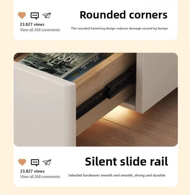 Modern Smart Suspension Bedside Table with Wireless Charging – Minimalist Solid Wood Nightstand