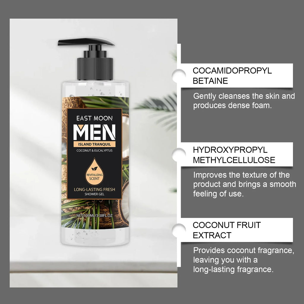 Men's Eucalyptus Coconut Body Wash 100ml – Deep Cleansing, Refreshing Scent, Long-Lasting Fragrance