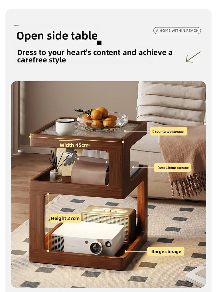 Solid Wood Bedside Table with Storage – Modern Minimalist Bedroom Side Table