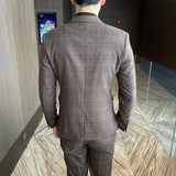Men’s Modified Plaid Three-Piece Suit – Slim Fit England Style Vest & Trousers Set thumbnail 25