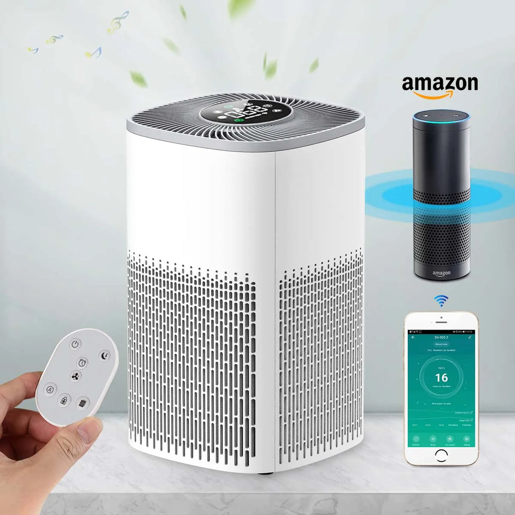 Smart WiFi Air Purifier with HEPA Filter, Tuya App & Alexa Control – Portable Home Air Cleaner with PM2.5 Display