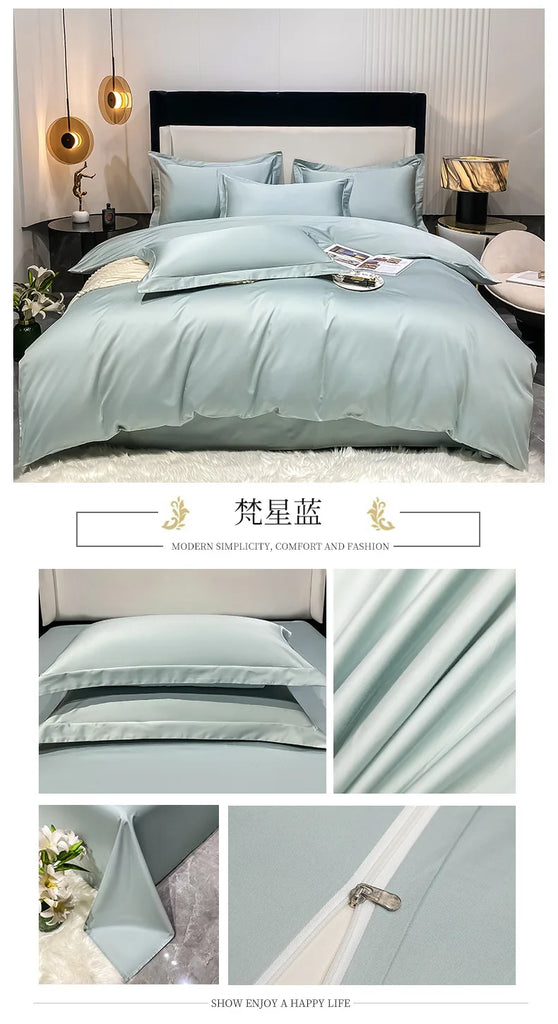 Luxury 100% Egyptian Cotton Bedding Set – Duvet Cover & Pillowcases, Soft Bed Linen for Double, Queen, King Size Beds