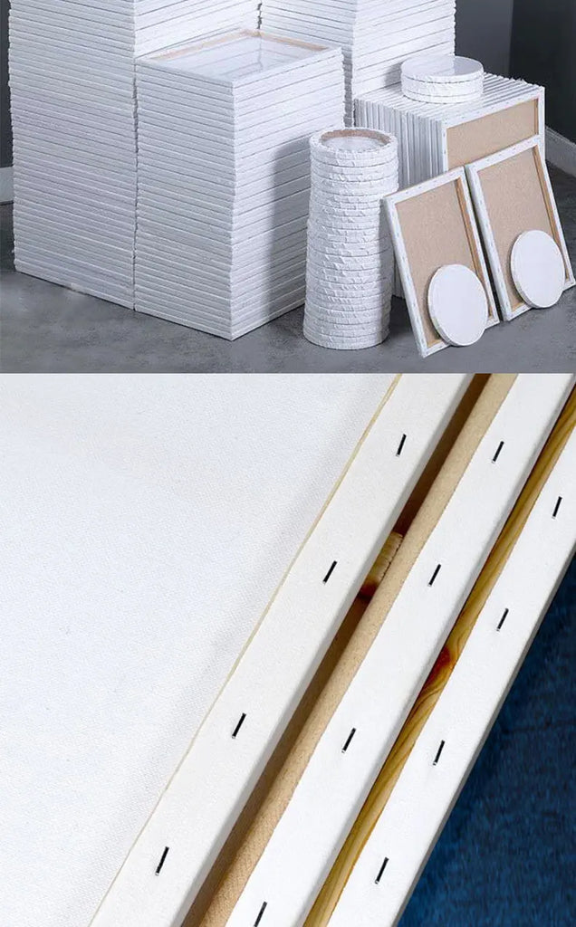 5pcs White Blank Square Artist Canvas Wooden Frame Cotton Boards for Oil, Acrylic & Watercolor Painting