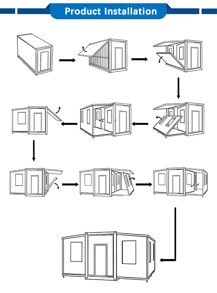 Expandable Folding Container House 20ft & 40ft Prefab Tiny Home Fast Assembly Flat Pack