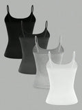 4-Pack Women’s Solid Color Camisole Tank Tops – Adjustable Strap Sleeveless Summer Vests thumbnail 7