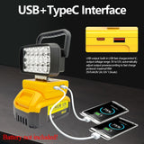 18-LED Portable Work Light – Compatible with Makita, Milwaukee & DeWalt 18V/20V Batteries – 1500LM Spotlight Torch with USB Output thumbnail 2