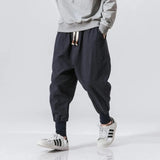 Men’s Cotton Linen Harem Pants – Baggy Streetwear Joggers with Elastic Waist thumbnail 1