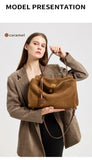 Women’s Genuine Suede Leather Large Capacity Shoulder Tote Bag Luxury Casual Handbag thumbnail 19