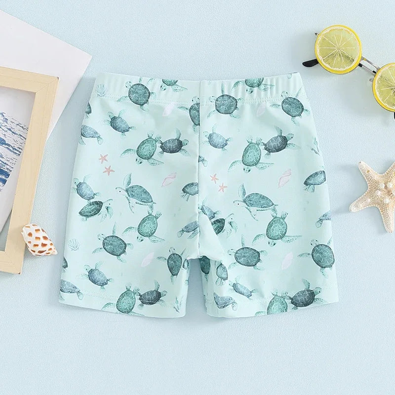 Blotona Boys Swim Trunks – Dinosaur, Plaid & Turtle Print Toddler Board Shorts