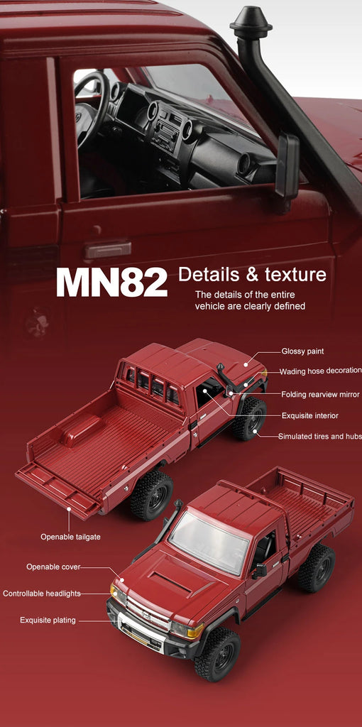 MN82 LC79 1:12 Retro 4WD RC Pickup Truck with LED Lights – Professional Remote Control Off-Road Model