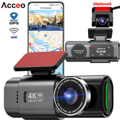 Dash Cam 4K UHD Car DVR with Night Vision, Built-In Wi-Fi, GPS & 24H Parking