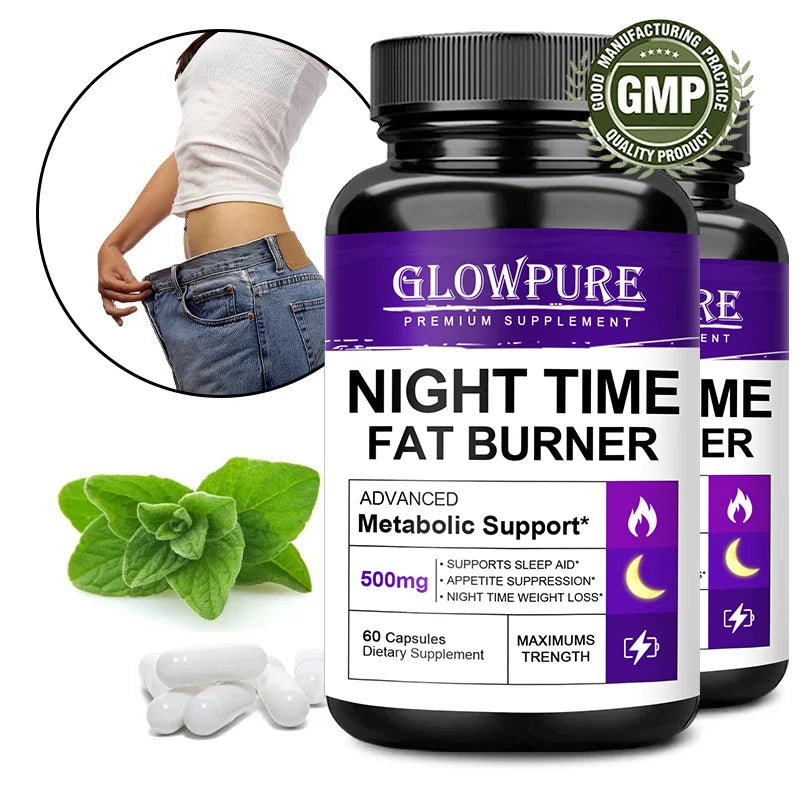 Powerful Natural Night Time Fat Burning & Cellulite Support Pills – Metabolism Booster Detox Supplement for Lean Physique