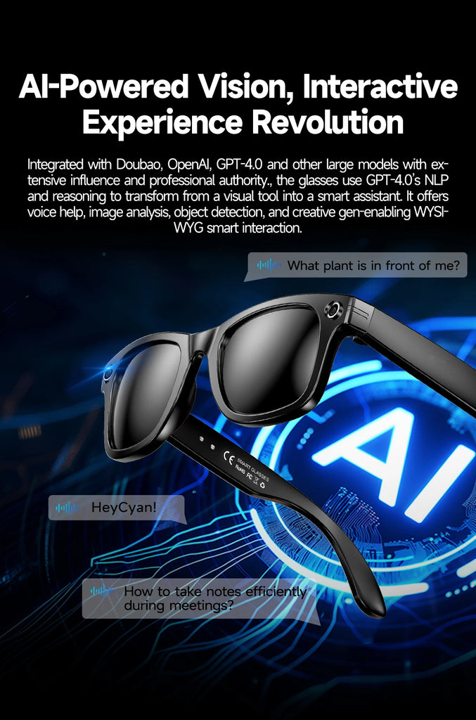 GUHUAVMI Smart Glasses for Men – 8MP Camera | WiFi | Bluetooth | AI Features | IP65 Waterproof