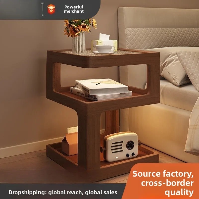 Solid Wood Bedside Table with Storage – Modern Minimalist Bedroom Side Table