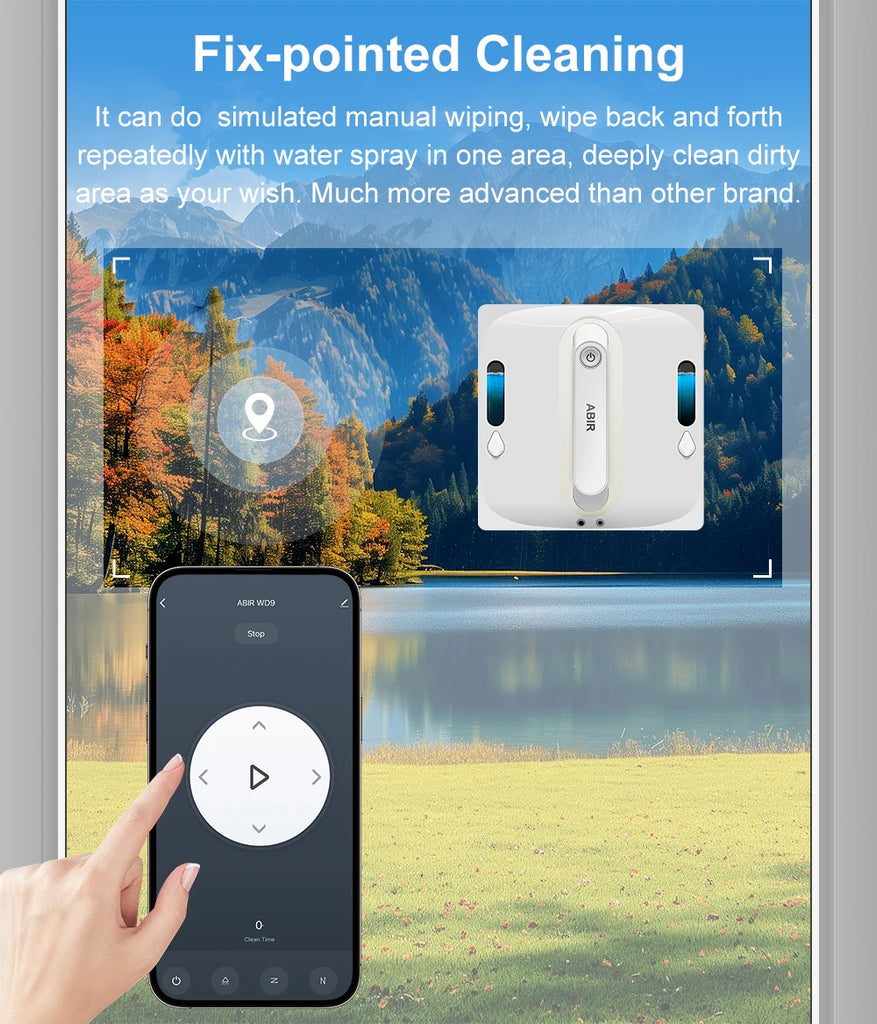 ABIR WD9 Robot Window Vacuum Cleaner 9000PA with 4-Way Water Spray & Laser Sensor