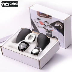 Car gear shift and handbrake cover set in a box with GripX branding.