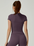Women Seamless Yoga Top – Short Sleeve Fitness & Activewear Shirt thumbnail 11