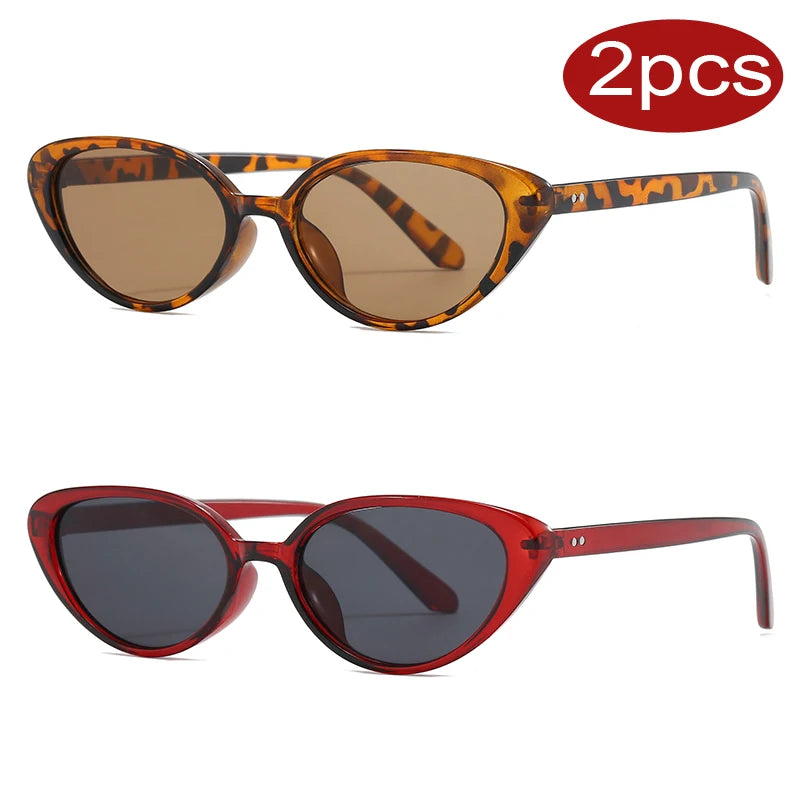 2pcs Retro Cat Eye Sunglasses for Women & Men – Rivet Triangle Fashion Sun Glasses, Multi-Color