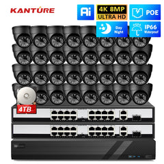KANTURE 32CH 8MP 4K CCTV Camera System with AI Human Detection – Indoor & Outdoor POE Dome Cameras, Night Vision Security Kit