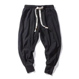 Men’s Cotton Linen Harem Pants – Baggy Streetwear Joggers with Elastic Waist thumbnail 5
