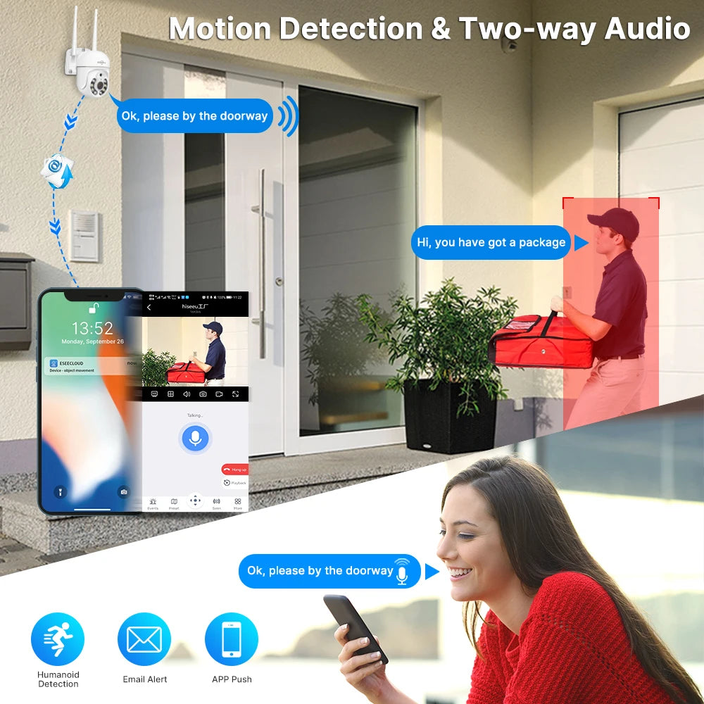 Hiseeu 5MP WiFi CCTV PTZ Camera Security System Kit – 10CH NVR with AI Motion Tracking & Color Night Vision