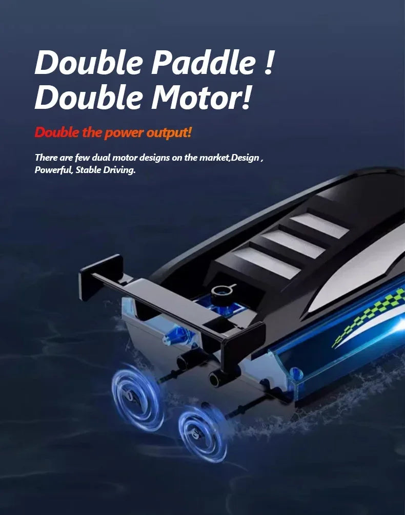 RC Boat with LED Light – 2.4GHz Remote Control Speedboat for Pool & Lake, 30-Min Run Time, Kids Toys & Birthday Gift