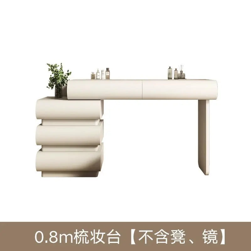 Mirror Drawers Vanity Table with Chair – Modern Bedroom Makeup Storage Organizer