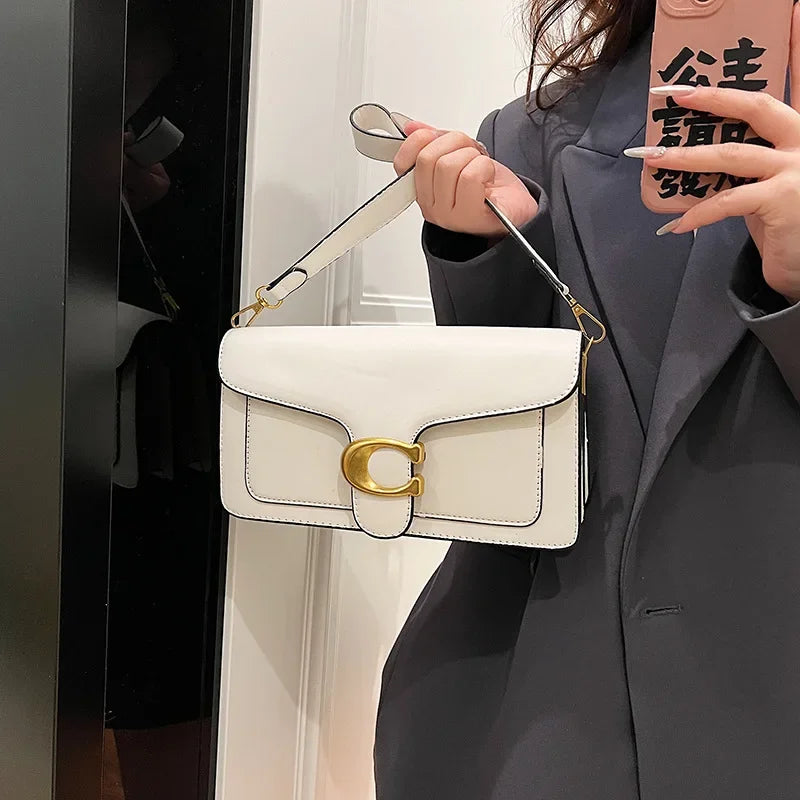 Women’s High-End Pure Color Square Shoulder Bag – Multi-Layer Minimalist Commuter Handbag