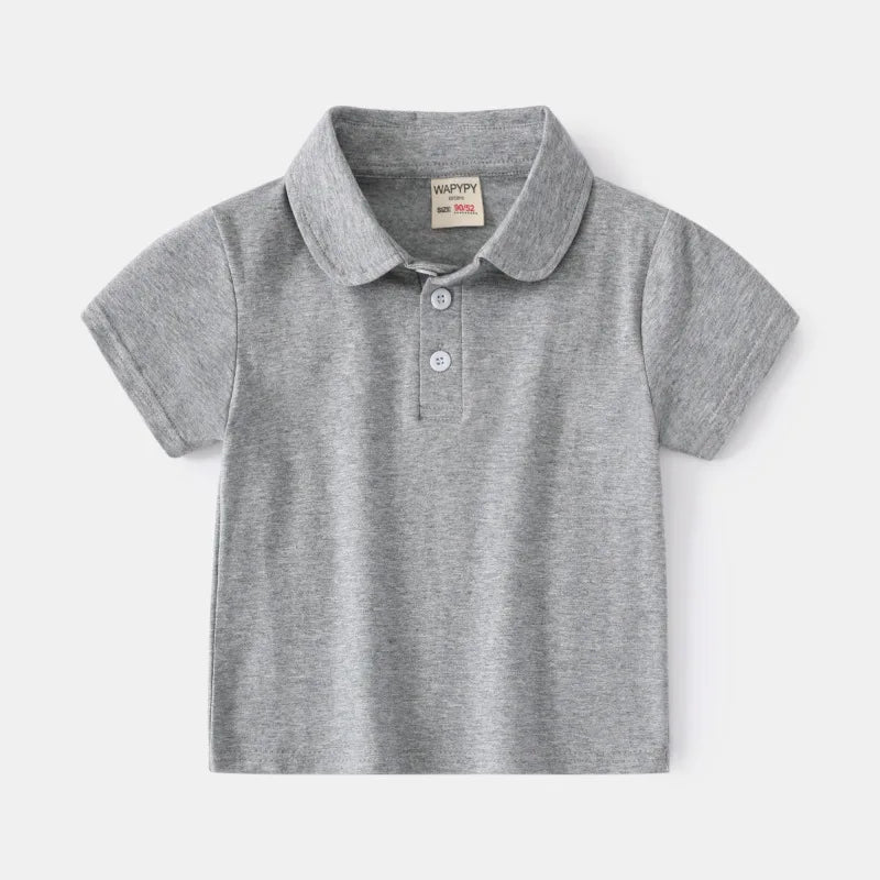 Fashion Kids Boys Polo Shirt – Luxury Stand Collar Summer Tee, Soft Breathable Cotton