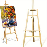 Adjustable Wooden A-Frame Easel 59.06 Inch Portable Canvas Stand for Painting, Sketching and Events thumbnail 1