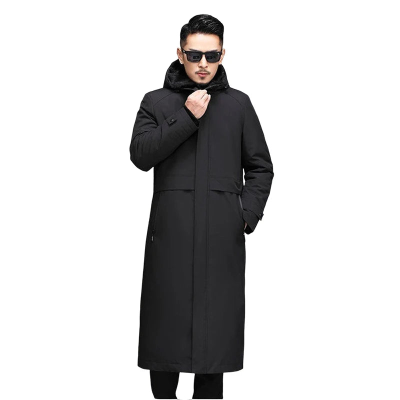 Men’s Detachable Fur One-Piece Winter Coat – Thick Faux Mink Fur Lined