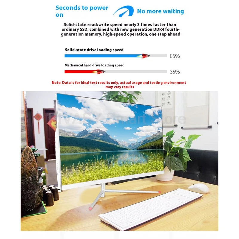 23.8-Inch Curved All-in-One PC Desktop Intel Processor 128/256GB SSD 3mm Bezel WiFi Speakers for Office, Business, and Gaming